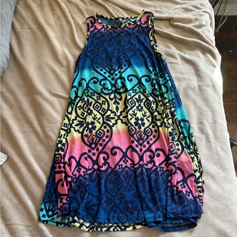 Bellamie Blue and Pink A-Line Dress